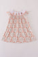 Fall leaves embroidery smocked ruffle dress