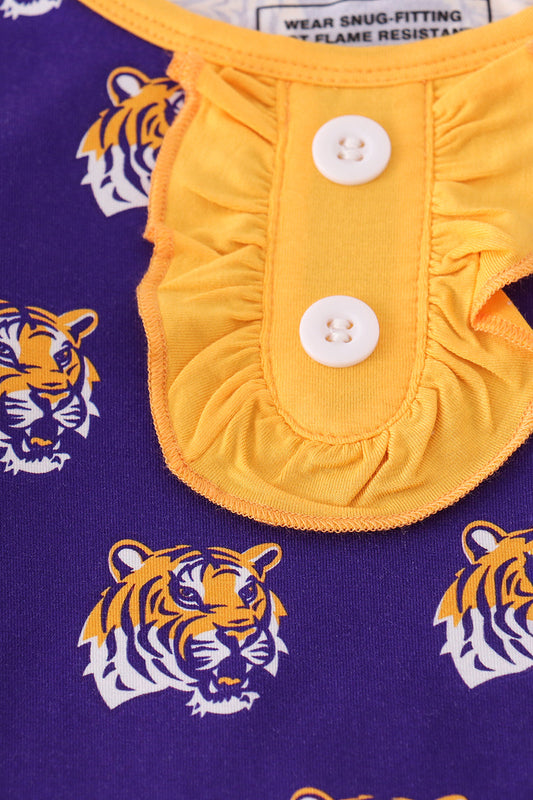 Purple LSU geaux tiger bamboo ruffle pajamas set