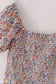 Fall floral print smocked mom dress