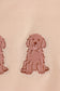 Cream puppy embroidery pants set