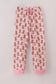 Pink puppy bow print ruffle pajamas mom pants
