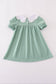 Green pumpkin bow embroidery dress