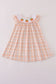 Orange pumpkin embroidery plaid dress