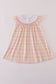 Orange pumpkin embroidery plaid dress