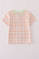 Orange pumpkin embroidery plaid top