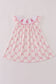 Pink bow tie embroidery ruffle dress