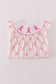 Pink bow tie embroidery ruffle dress