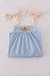 Blue pumpkin french knot dress