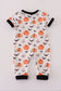 Black pumpkin print romper