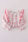 Pink floral print ruffle pants set