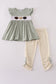 Puppy embroidery smocked ruffle pants set