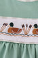 Green duck embroidery ruffle pants set