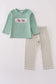 Green duck embroidery pants set
