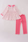 Pink bow tie pumpkin print pants set
