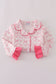 Pink bow tie pumpkin print ruffle pajamas set
