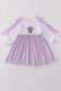 Lavender ribbon lace embroidery gingham dress