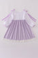 Lavender ribbon lace embroidery gingham dress
