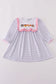 Purple puppy french knot stripe dress