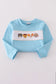 Blue puppy french knot pants set