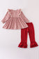 Floral corduroy lace ruffle pants set