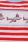 Red airplane embroidery stripe romper