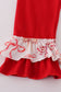 Red bow smocked ruffle pants set