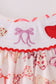 Red bow smocked ruffle pants set