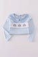 Blue turkey embroidery stripe pants set