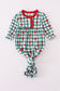 Green bow plaid ruffle gown