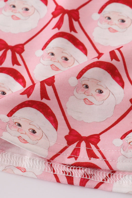Red santa claus smocked dress