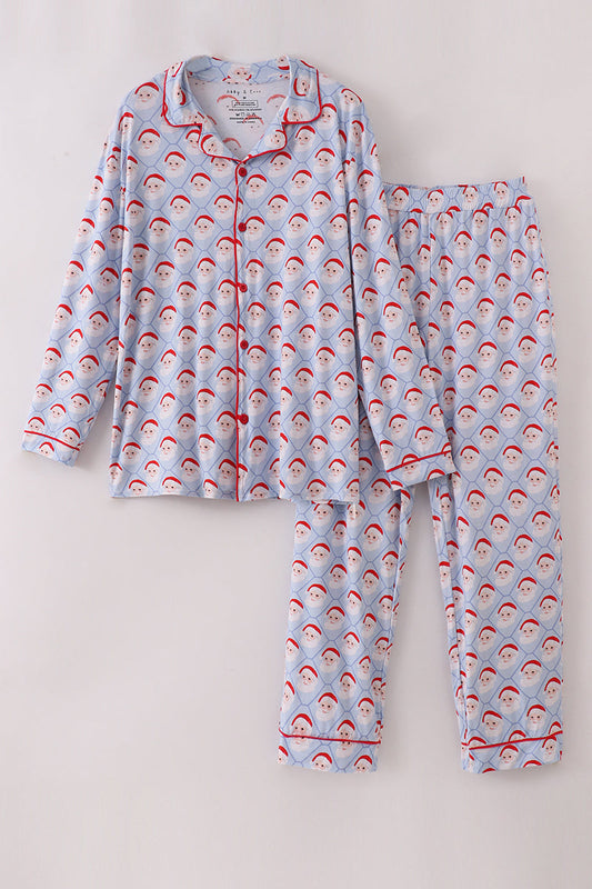 Blue santa claus bamboo dad pajamas set
