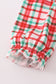 Red santa claus embroidery plaid ruffle pants set
