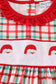 Red santa claus embroidery plaid ruffle dress