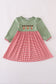 Green reindeer embroidery dress