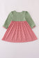 Green reindeer embroidery dress