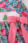 Blue christmas tree smocked ruffle bloomer set