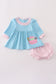 Blue Noah's Ark applique ruffle bloomer set