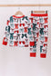 Red bow bamboo girl pajamas pants set