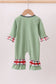 Green christmas reindeer applique ruffle romper