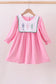 Pink nutcracker embroidery velvet dress