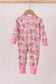 Pink christmas tree bamboo zipper romper