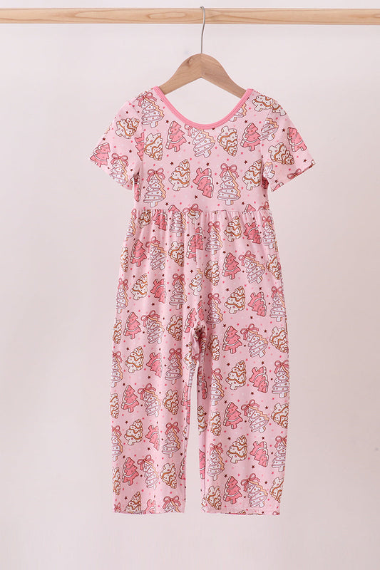 Pink christmas tree bamboo jumpsuit