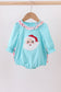 Blue christmas santa claus applique ruffle bubble