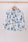 Blue christmas reindeer tree button down shirt