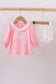 Pink bow embroidery ruffle bloomer set