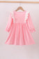 Pink bow embroidery ruffle dress