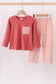 Gingham corduroy pants set