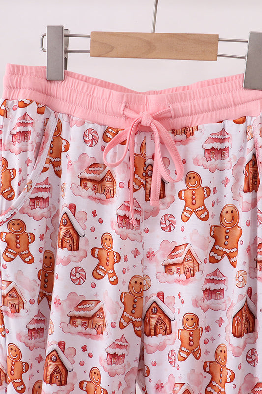 Pink gingerbread house bamboo mom pajmas pants