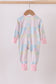 Pink floral checkered bamboo pajamas zipper romper