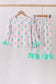 Pink christmas tree ruffle pajama set
